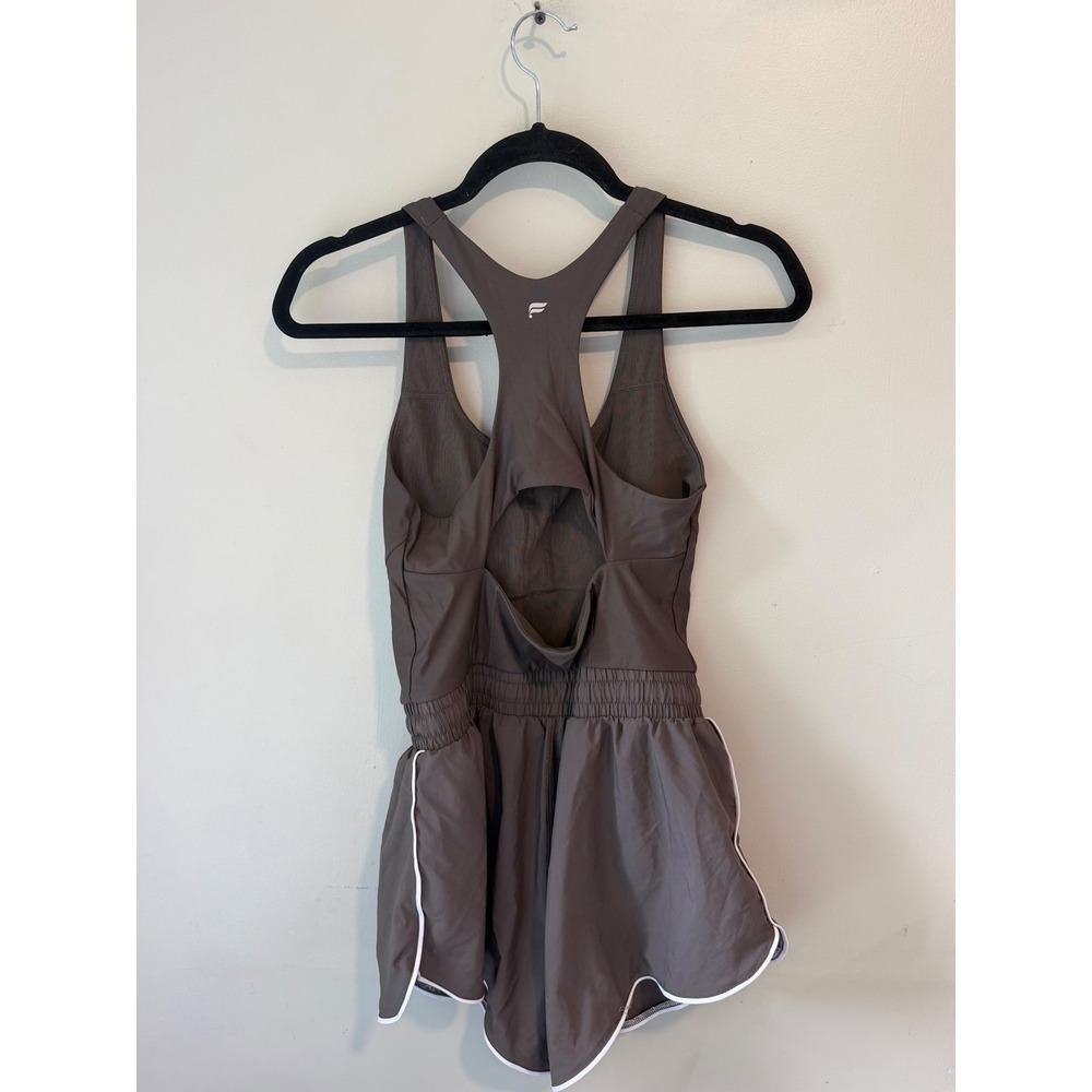 Fabletics Womens Brown Racerback Active Romper Cutout Back Athletic Shorts S - Picture 2 of 6